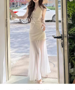 Bộ sưu tập đầm dạ hội Bộ váy áo vest trắng cao cấp, tinh tế, sang trọng kiểu Chanel dành cho mùa hè, nữ tính và nhẹ nhàng - VDH226 (1)