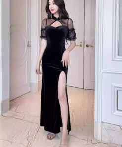 Đầm dạ hội dài kiểu sườn xám cổ điển cách tân - VDH241 (1)