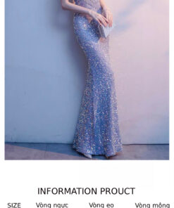 Đầm dạ hội đính sequin cho nữ, kiểu dáng mới, thanh lịch và sang trọng, độc đáo, kiểu đuôi cá cao cấp, đầm biểu diễn - VDH218 (1)