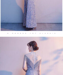 Đầm dạ hội đính sequin cho nữ, kiểu dáng mới, thanh lịch và sang trọng, độc đáo, kiểu đuôi cá cao cấp, đầm biểu diễn - VDH218 (7)