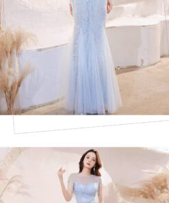 Đầm dạ hội sang trọng màu xanh dương dành cho nữ, kiểu, nhẹ nhàng, độc đáo, đầm dự tiệc cao cấp, đầm chủ tiệc thanh lịch - VDH222 (1)