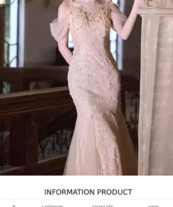 Mẫu đầm dạ hội đính hôn , Sang trọng nhẹ nhàng, độc đáo, cao cấp, đầm dài dáng đuôi cá thanh lịch và tinh tế dành cho người chủ -VDH221 (1)