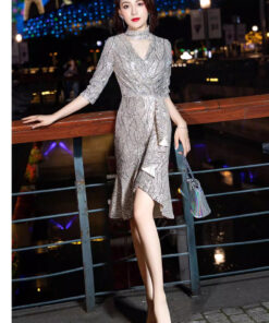 Mua Đầm dạ hội đính KIM SA cho nữ, kiểu dáng mới thanh lịch, sang trọng nhẹ nhàng, độc đáo, cao cấp - vdh225 (5)