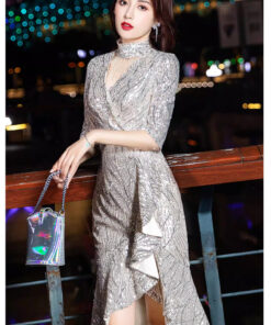 Mua Đầm dạ hội đính KIM SA cho nữ, kiểu dáng mới thanh lịch, sang trọng nhẹ nhàng, độc đáo, cao cấp - vdh225 (5)