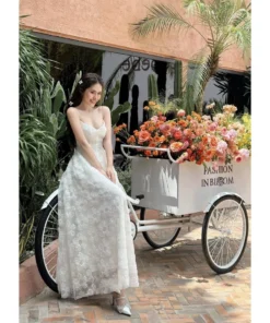 Đầmdạ hội maxi ren trắng 2s kim sa Selena Dress - DHLK18 (2)