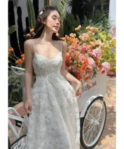 Đầmdạ hội maxi ren trắng 2s kim sa Selena Dress - DHLK18 (2)