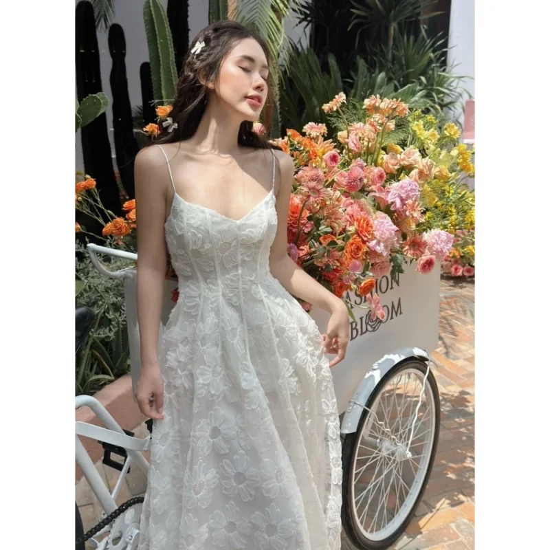 Đầmdạ hội maxi ren trắng 2s kim sa Selena Dress - DHLK18 (2)