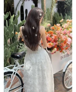Đầmdạ hội maxi ren trắng 2s kim sa Selena Dress - DHLK18 (2)