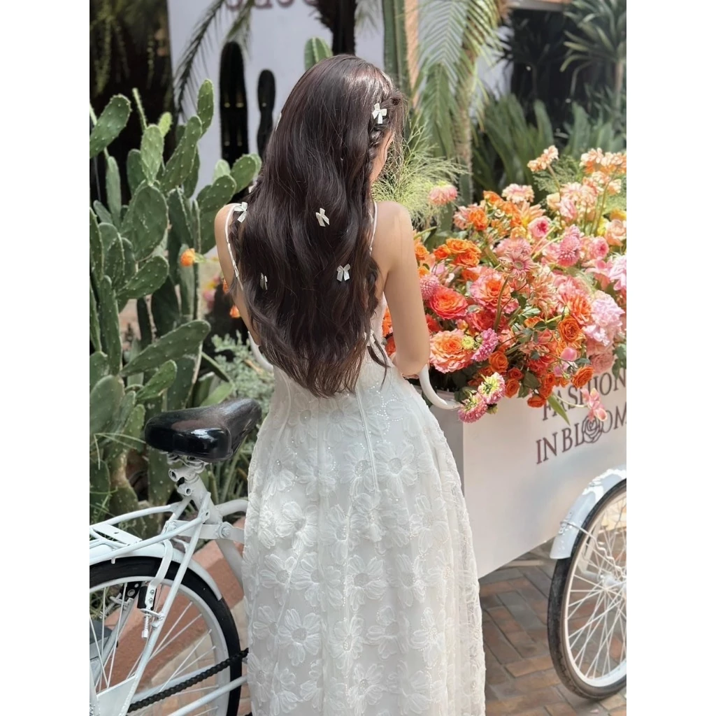 Đầmdạ hội maxi ren trắng 2s kim sa Selena Dress - DHLK18 (2)